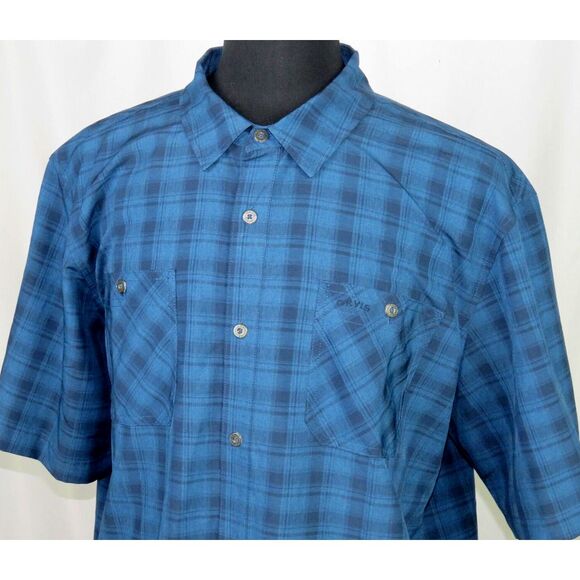 Lot of 2~ ORVIS 100% Polyester Short Sleeved Plaid Button Up Shirts Men's XXL - Picture 4 of 11